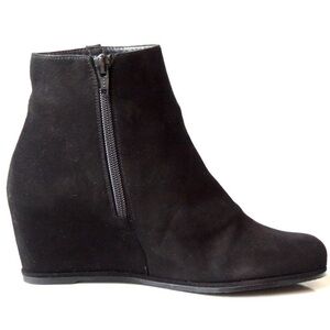Stuart Weitzman black 'Sidetrack' suede wedge ANKLE BOOTS